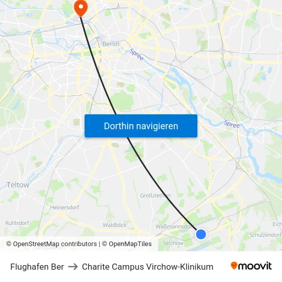 Flughafen Ber to Charite Campus Virchow-Klinikum map