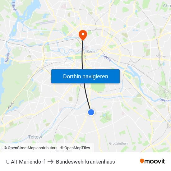 U Alt-Mariendorf to Bundeswehrkrankenhaus map