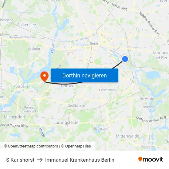 S Karlshorst to Immanuel Krankenhaus Berlin map