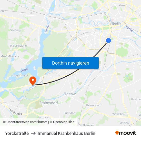 Yorckstraße to Immanuel Krankenhaus Berlin map