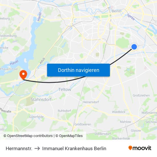 Hermannstr. to Immanuel Krankenhaus Berlin map