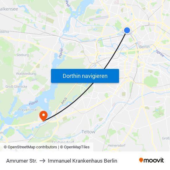 Amrumer Str. to Immanuel Krankenhaus Berlin map