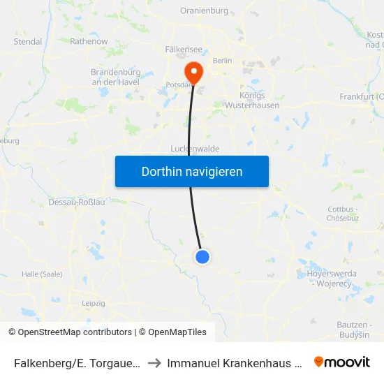 Falkenberg/E. Torgauer Str. to Immanuel Krankenhaus Berlin map