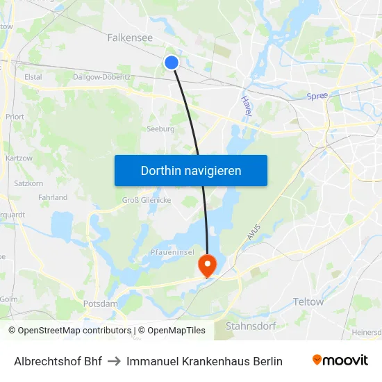 Albrechtshof Bhf to Immanuel Krankenhaus Berlin map