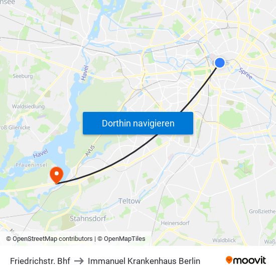 Friedrichstr. Bhf to Immanuel Krankenhaus Berlin map