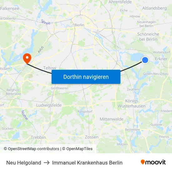 Neu Helgoland to Immanuel Krankenhaus Berlin map