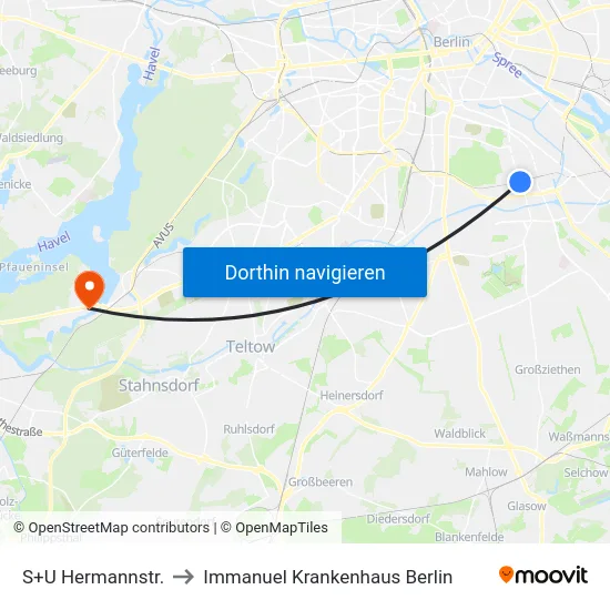 S+U Hermannstr. to Immanuel Krankenhaus Berlin map