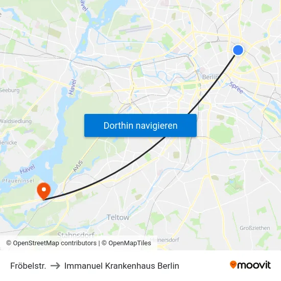 Fröbelstr. to Immanuel Krankenhaus Berlin map