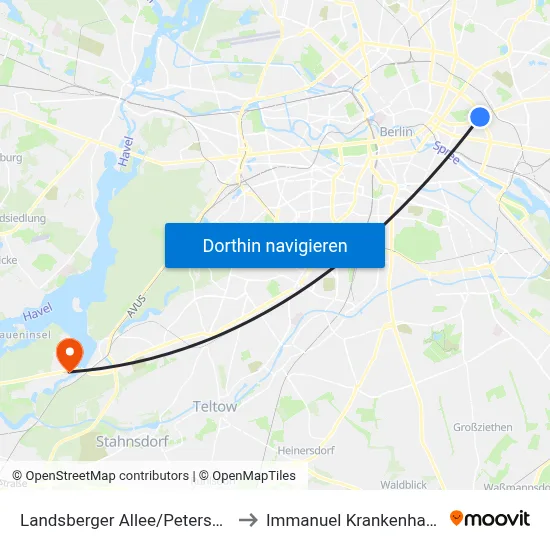 Landsberger Allee/Petersburger Str. to Immanuel Krankenhaus Berlin map