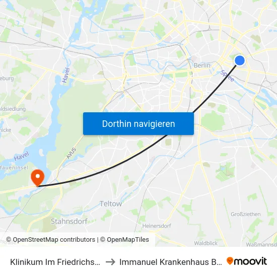 Klinikum Im Friedrichshain to Immanuel Krankenhaus Berlin map