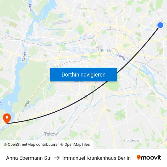 Anna-Ebermann-Str. to Immanuel Krankenhaus Berlin map