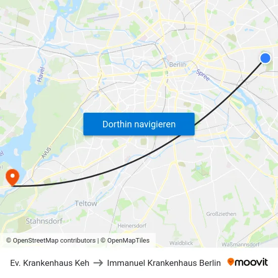 Ev. Krankenhaus Keh to Immanuel Krankenhaus Berlin map