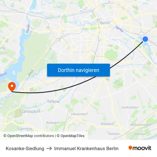 Kosanke-Siedlung to Immanuel Krankenhaus Berlin map