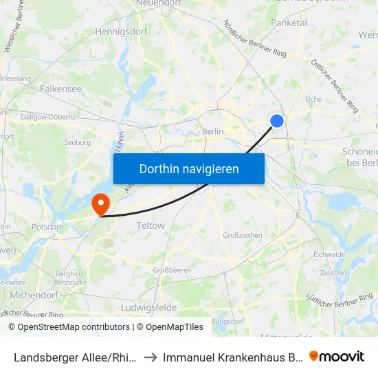 Landsberger Allee/Rhinstr. to Immanuel Krankenhaus Berlin map