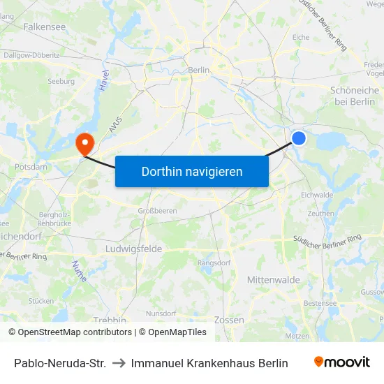 Pablo-Neruda-Str. to Immanuel Krankenhaus Berlin map