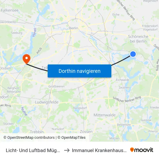 Licht- Und Luftbad Müggelsee to Immanuel Krankenhaus Berlin map