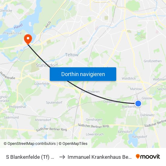 S Blankenfelde (Tf) Bhf to Immanuel Krankenhaus Berlin map