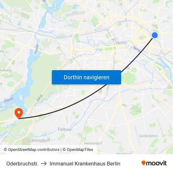 Oderbruchstr. to Immanuel Krankenhaus Berlin map