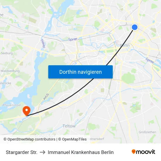 Stargarder Str. to Immanuel Krankenhaus Berlin map