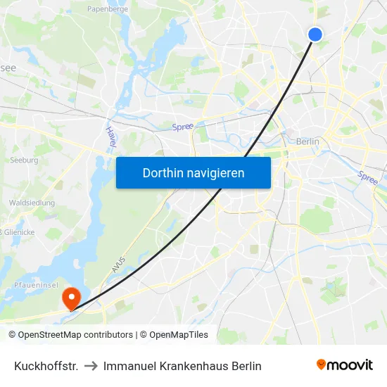 Kuckhoffstr. to Immanuel Krankenhaus Berlin map