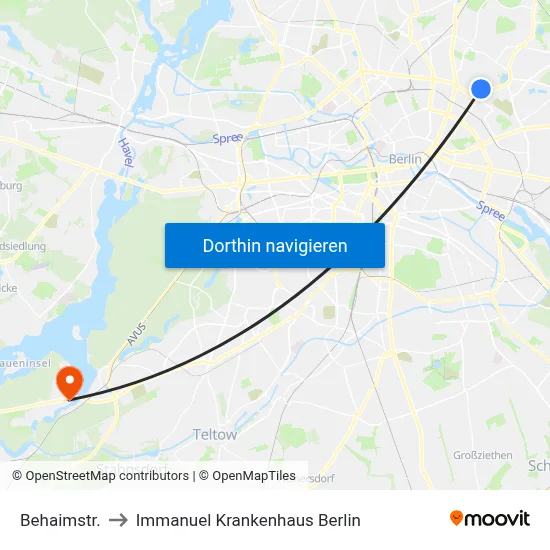 Behaimstr. to Immanuel Krankenhaus Berlin map