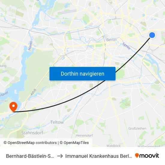 Bernhard-Bästlein-Str. to Immanuel Krankenhaus Berlin map