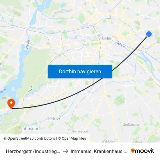 Herzbergstr./Industriegebiet to Immanuel Krankenhaus Berlin map