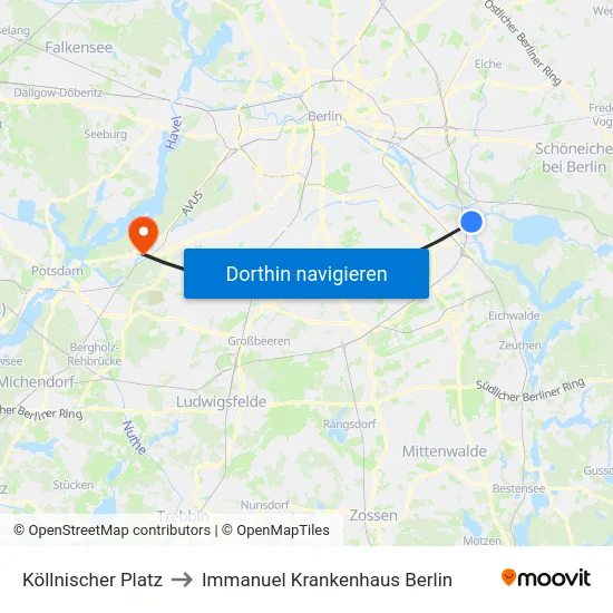 Köllnischer Platz to Immanuel Krankenhaus Berlin map