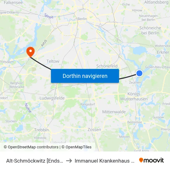Alt-Schmöckwitz [Endstelle] to Immanuel Krankenhaus Berlin map