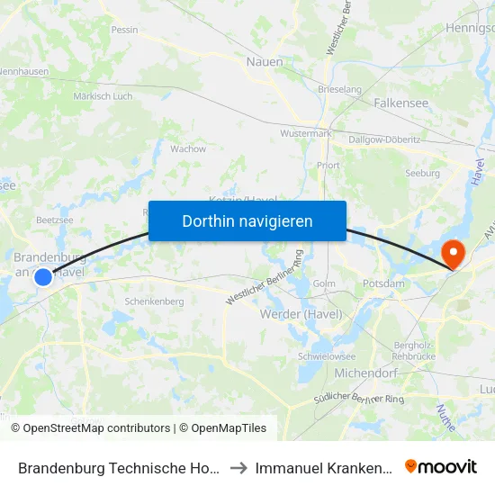 Brandenburg Technische Hochschule / Thb to Immanuel Krankenhaus Berlin map
