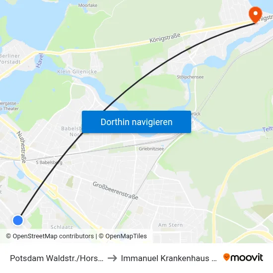 Potsdam Waldstr./Horstweg to Immanuel Krankenhaus Berlin map