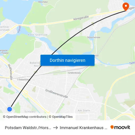 Potsdam Waldstr./Horstweg to Immanuel Krankenhaus Berlin map