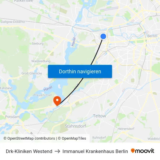 Drk-Kliniken Westend to Immanuel Krankenhaus Berlin map