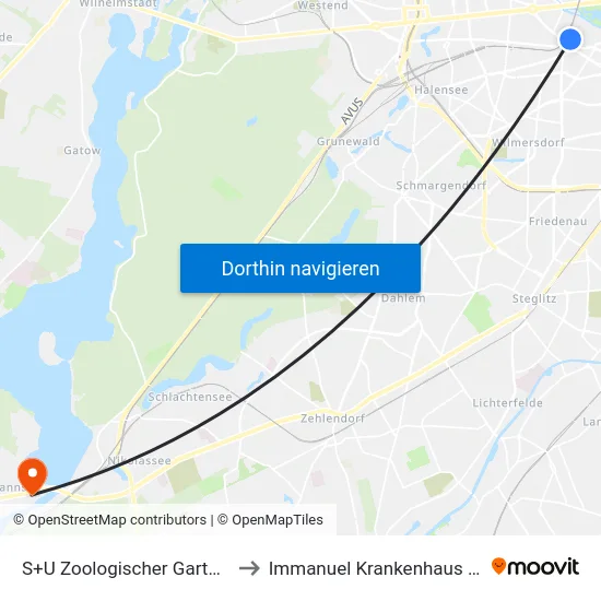 S+U Zoologischer Garten Bhf to Immanuel Krankenhaus Berlin map