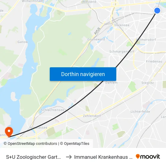 S+U Zoologischer Garten Bhf to Immanuel Krankenhaus Berlin map