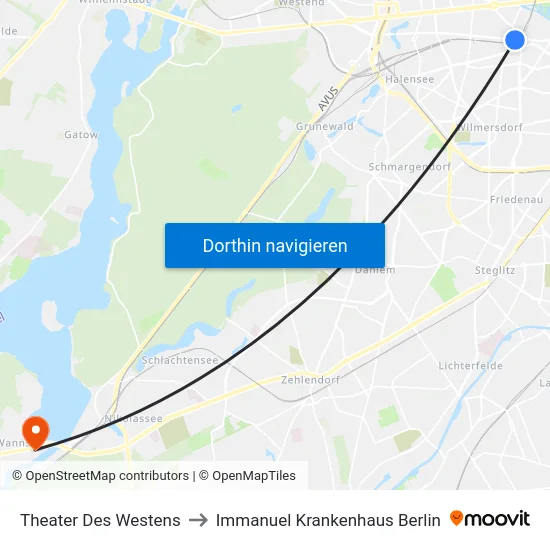 Theater Des Westens to Immanuel Krankenhaus Berlin map