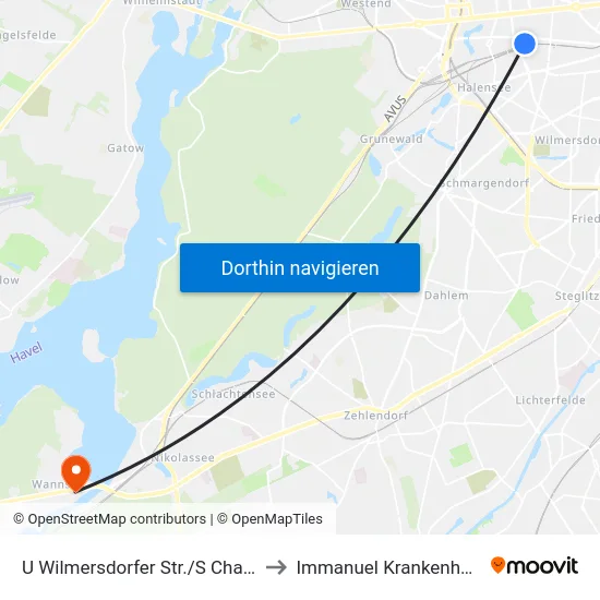 U Wilmersdorfer Str./S Charlottenburg to Immanuel Krankenhaus Berlin map
