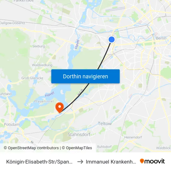 Königin-Elisabeth-Str/Spandauer Damm to Immanuel Krankenhaus Berlin map