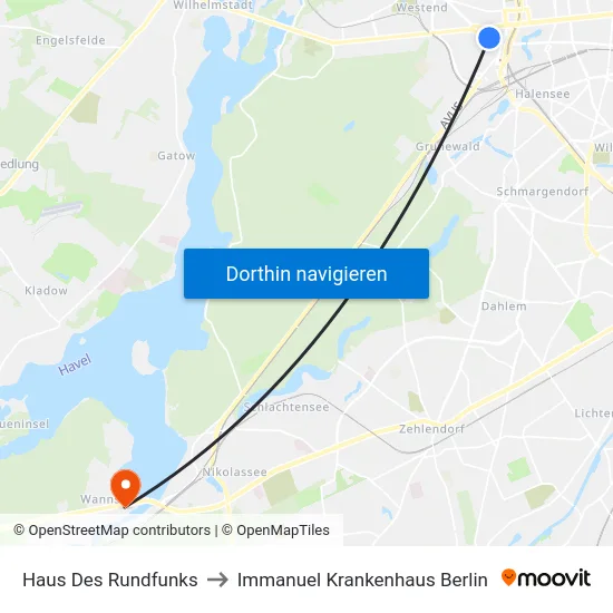 Haus Des Rundfunks to Immanuel Krankenhaus Berlin map