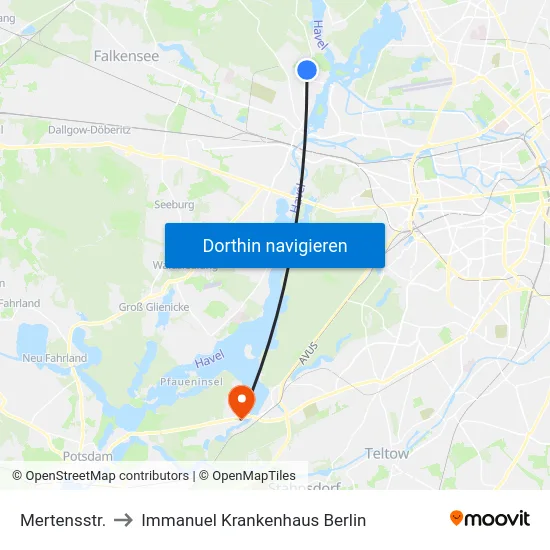 Mertensstr. to Immanuel Krankenhaus Berlin map