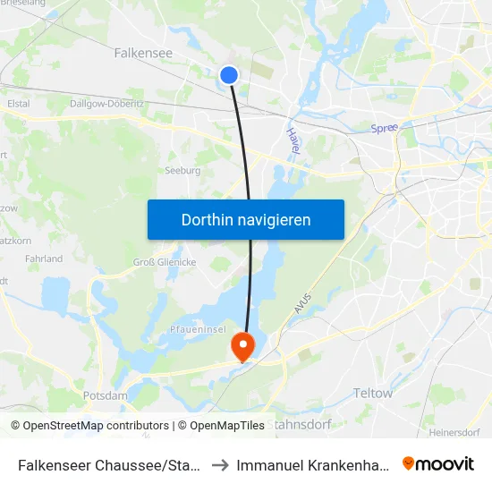 Falkenseer Chaussee/Stadtrandstr. to Immanuel Krankenhaus Berlin map