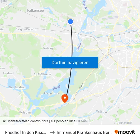 Friedhof In den Kisseln to Immanuel Krankenhaus Berlin map