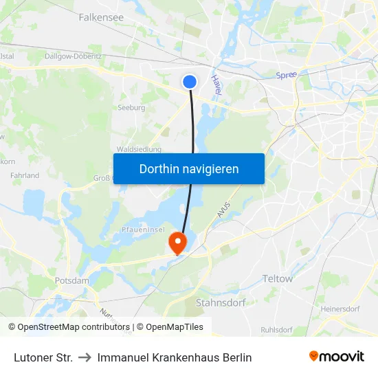 Lutoner Str. to Immanuel Krankenhaus Berlin map