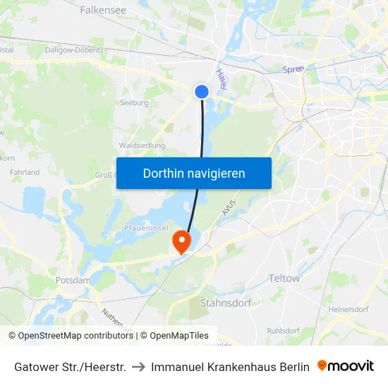 Gatower Str./Heerstr. to Immanuel Krankenhaus Berlin map