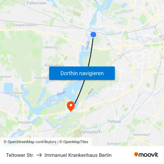 Teltower Str. to Immanuel Krankenhaus Berlin map