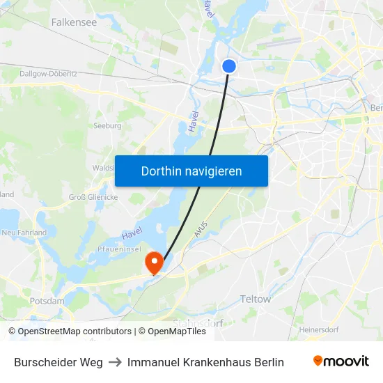 Burscheider Weg to Immanuel Krankenhaus Berlin map
