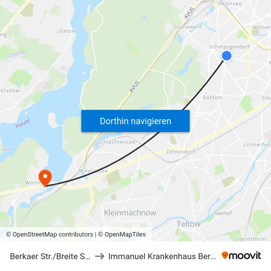 Berkaer Str./Breite Str. to Immanuel Krankenhaus Berlin map