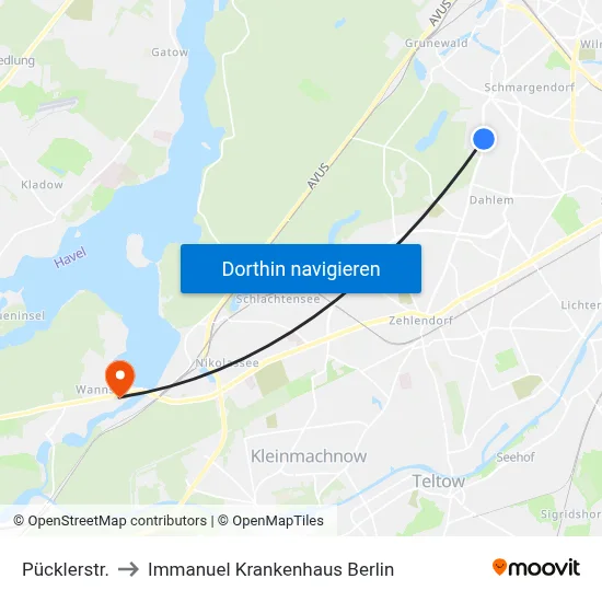 Pücklerstr. to Immanuel Krankenhaus Berlin map