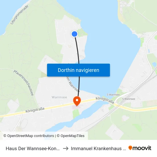 Haus Der Wannsee-Konferenz to Immanuel Krankenhaus Berlin map