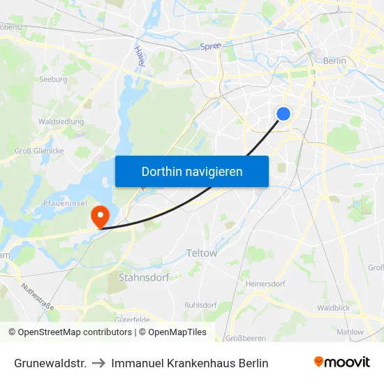 Grunewaldstr. to Immanuel Krankenhaus Berlin map